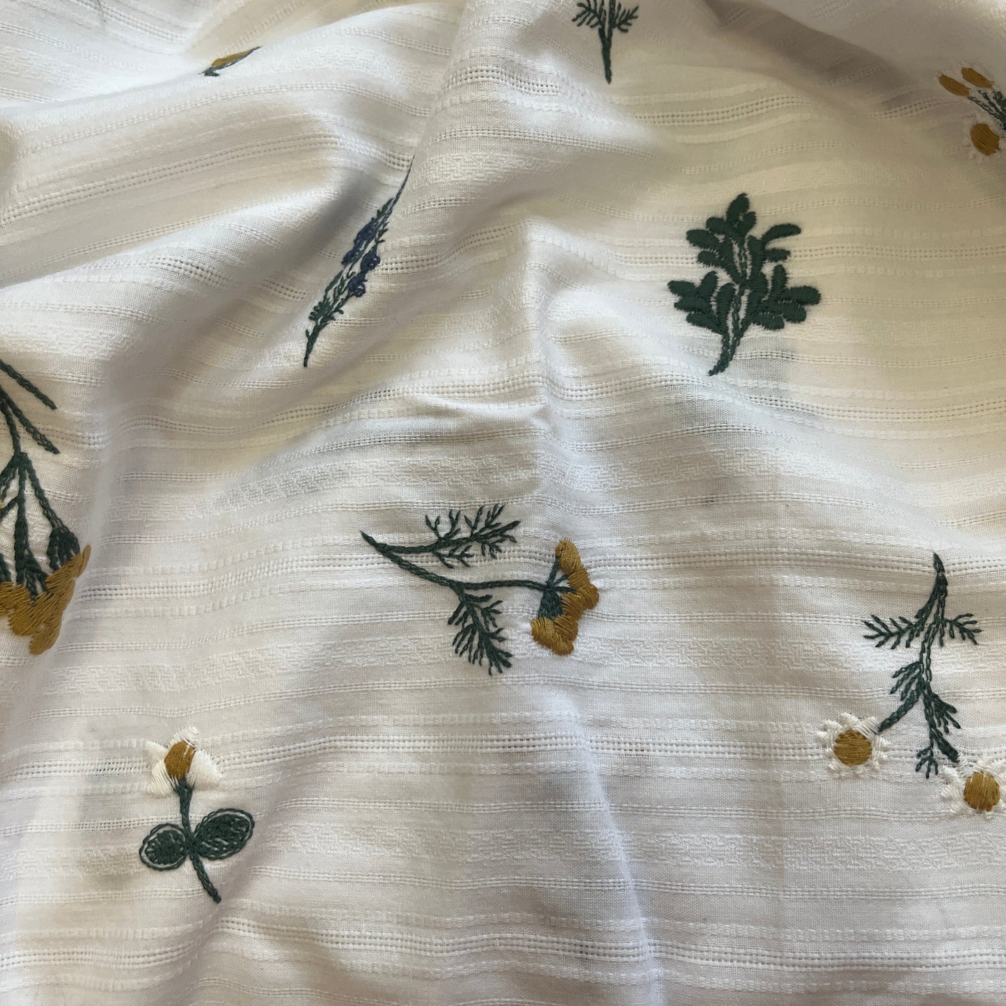 White Floral Embroidered Fabric