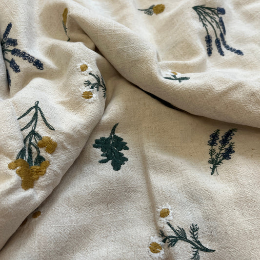 Beige Embroidered Fabric