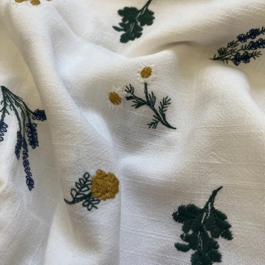 White Embroidered Fabric (Thick fabric)
