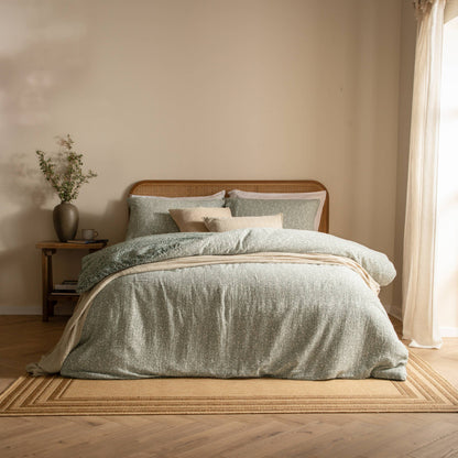 Perrie Leaf Muslin 100% Cotton Duvet Set Forest