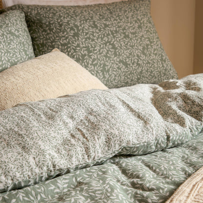 Perrie Leaf Muslin 100% Cotton Duvet Set Forest