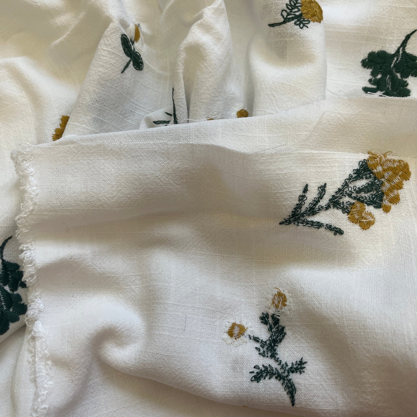 White Embroidered Fabric (Thick fabric)