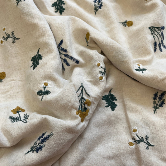 Beige Embroidered Fabric