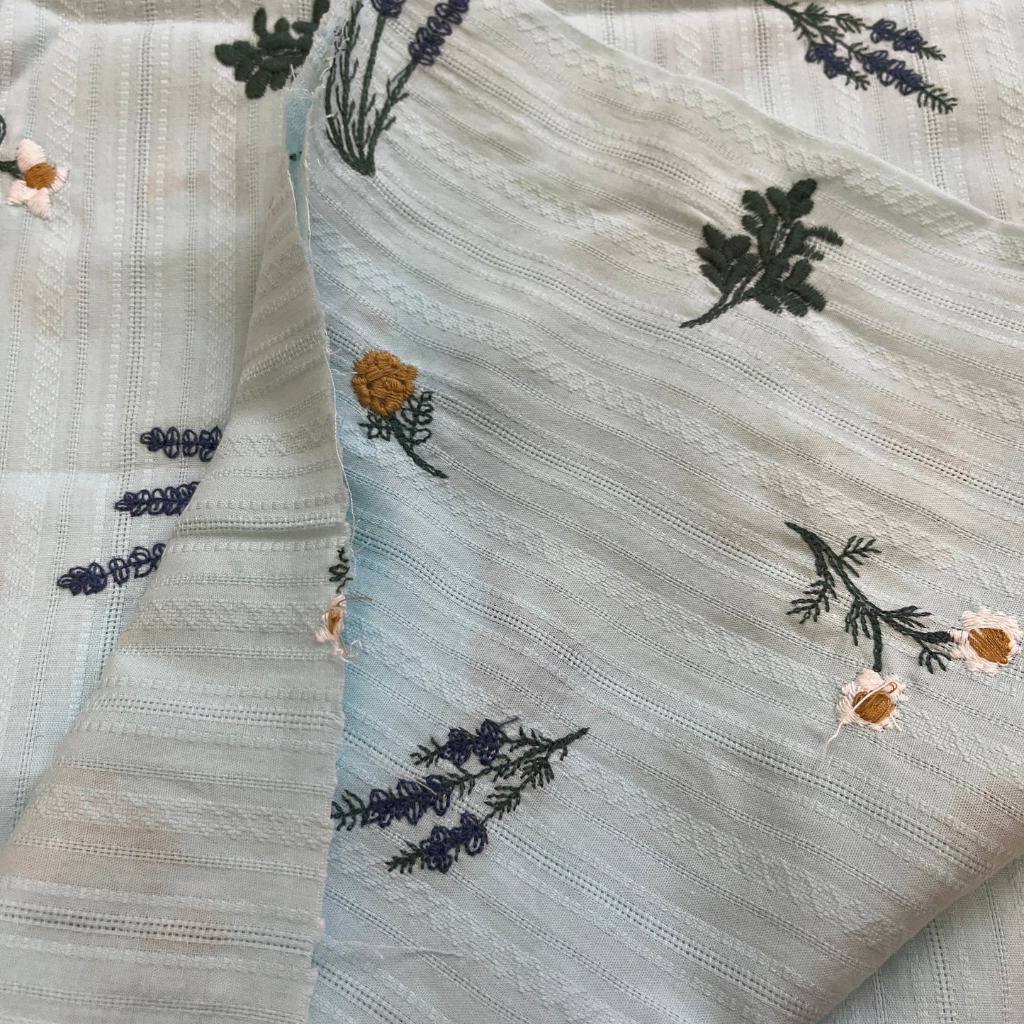 Light Blue Embroidered Fabric