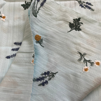 Light Blue Embroidered Fabric