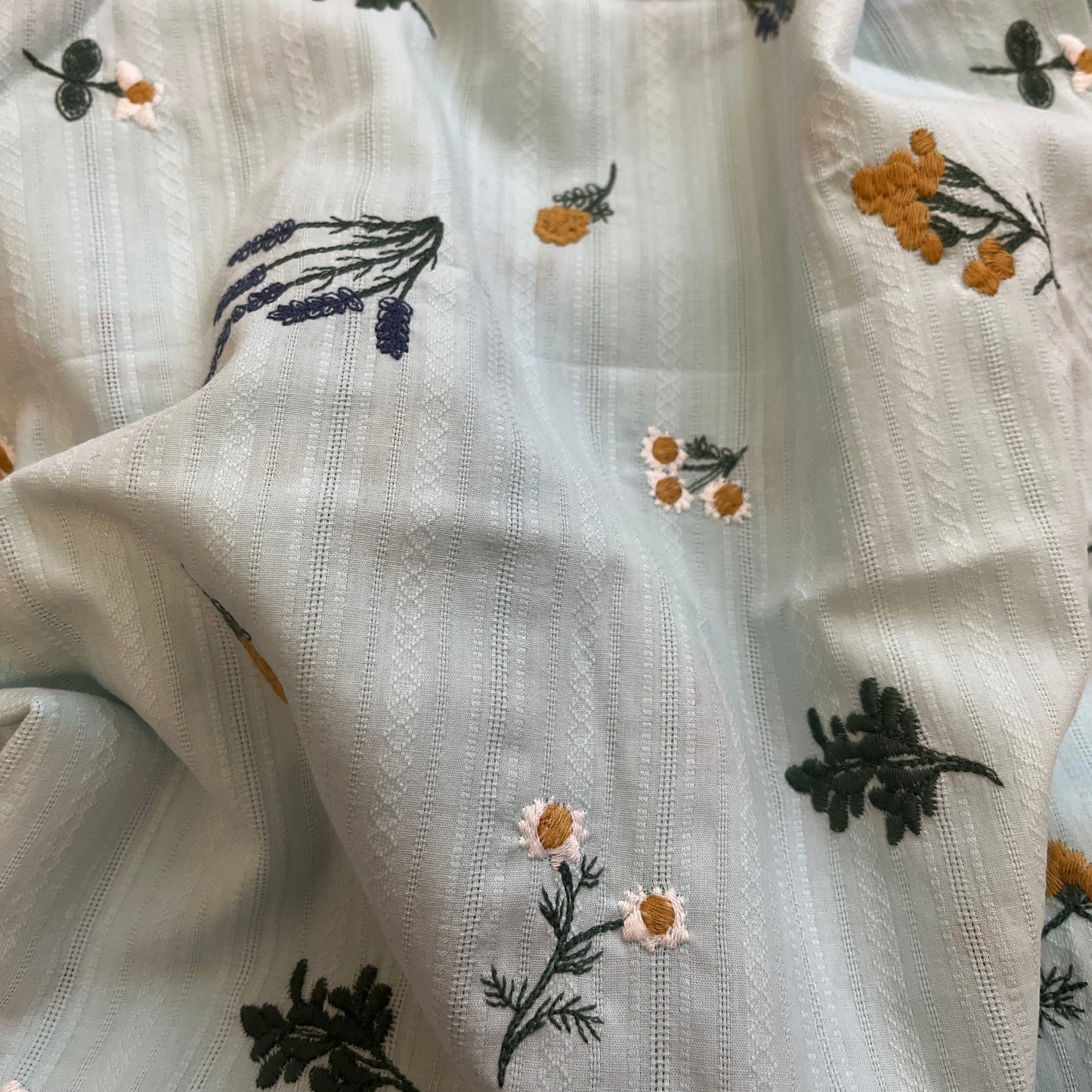 Light Blue Embroidered Fabric