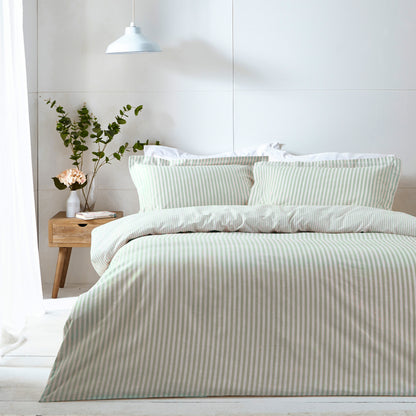 Hebden Stripe 100% Cotton Duvet Cover Set Eucalyptus